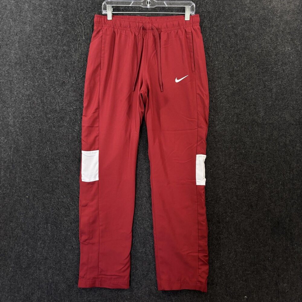 Nike Track Pants Men's Medium Red Dri-FIT Woven Snap Side Tearaway CJ1805-613